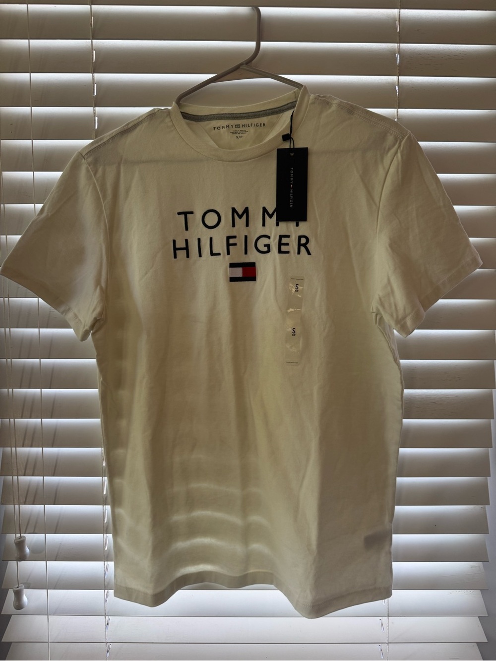 Tommy Hilfiger White Logo Crew Tee with Flag Accent